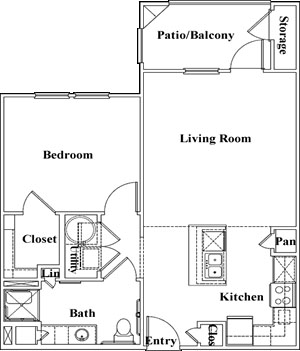 A2  HC - One Bedroom / One Bath - 750 Sq. Ft.*
