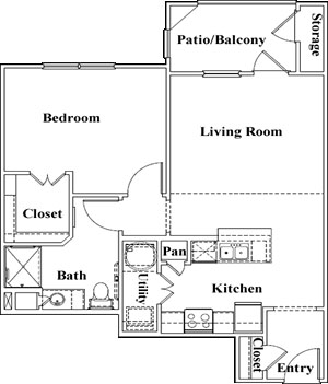 A3 - One Bedroom / One Bath - 750 Sq. Ft.*